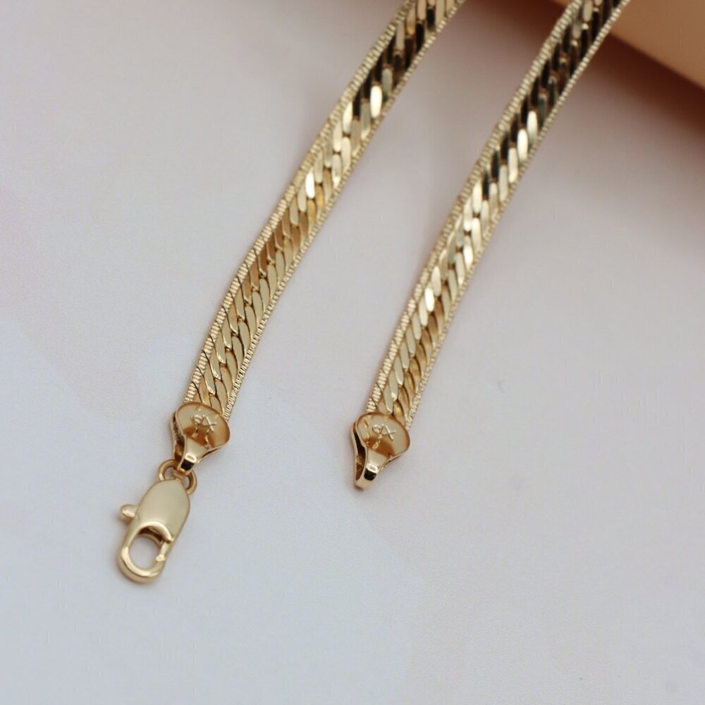 Elegant Rose Gold Flat Herringbone Chain Necklace, XPNL0259 - Picture 12 of 12